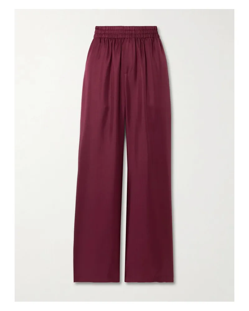 Lisa Yang Jogginghose Mit Weitem Bein Aus Seiden-twill - Burgunder Burgunder
