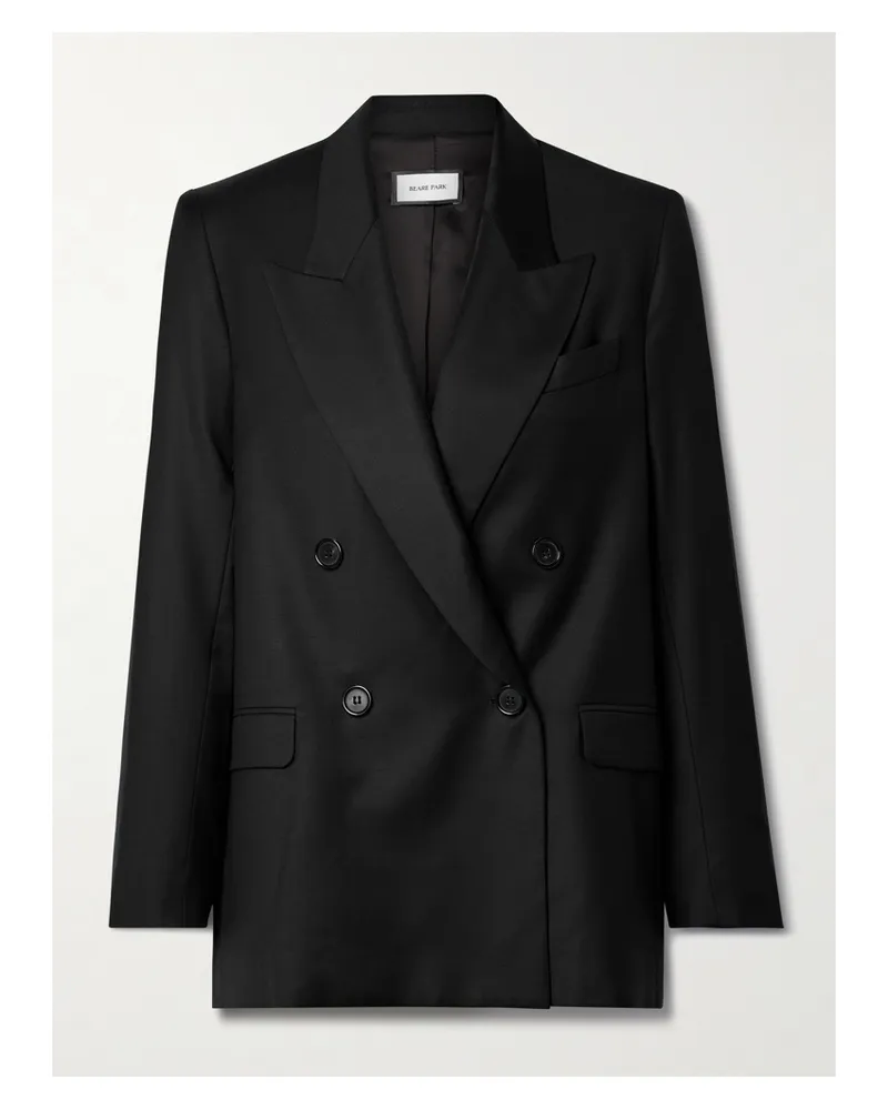 BEARE PARK Doppelreihiger Blazer Aus Woll-twill - Schwarz Schwarz