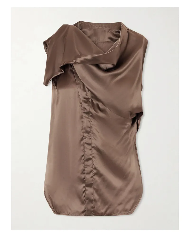 Rick Owens Draped Satin Top - Gray Gray