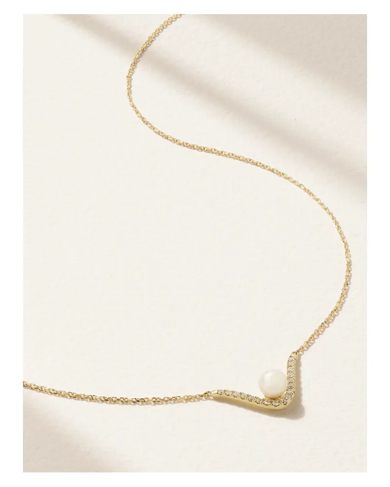 MIZUKI Kette Aus 14 Karat Gold Mit Perle Und Diamanten Gold