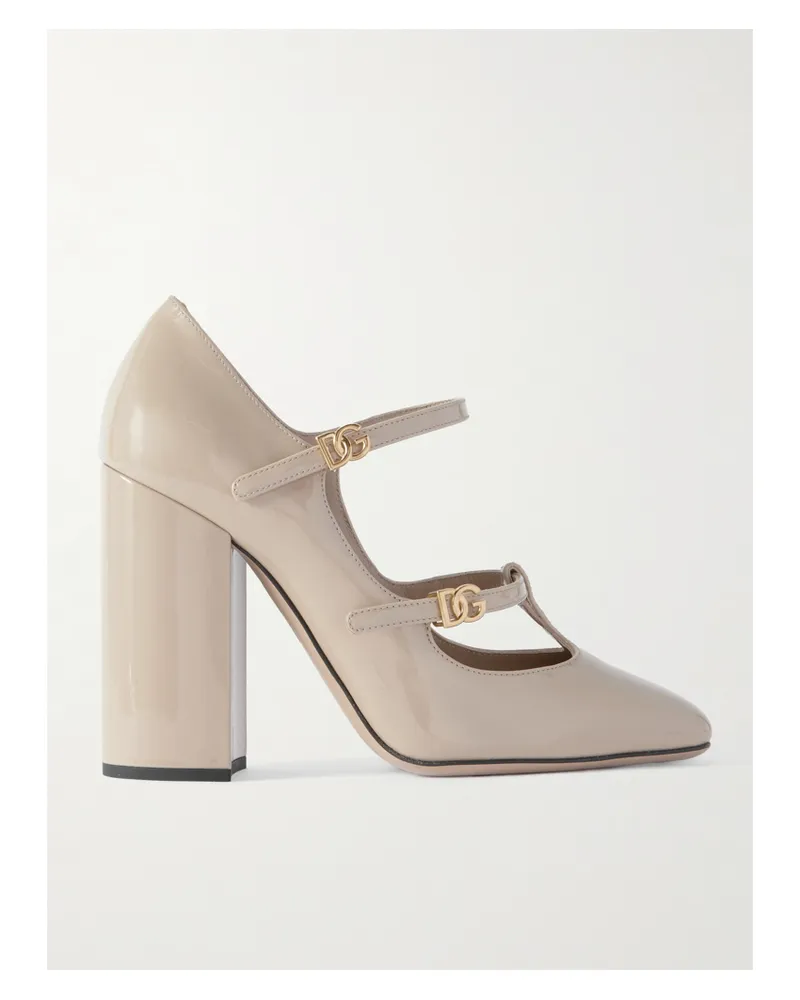 Dolce & Gabbana Mary-jane-pumps Aus Lackleder - Wollweiß Wollweiß
