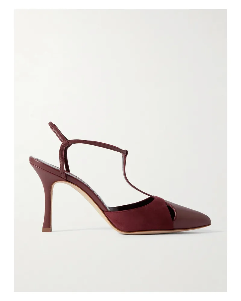 Manolo Blahnik Turgimodhi 90 Pumps Aus Leder Und Veloursleder Mit Cut-outs - Rot Rot