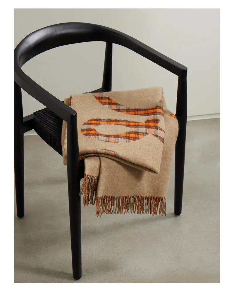 Loewe Decke Aus Einer Woll-kaschmirmischung Mit Jacquard-muster Und Fransen - Mehrfarbig Mehrfarbig