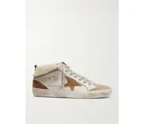 Mid Star Sneakers Aus Leder, Veloursleder Und Shearling In Distressed-optik - Neutral