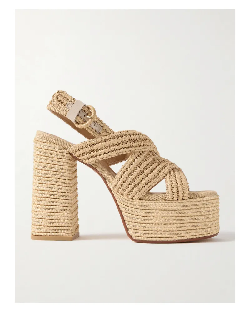 Castañer Fulvia 120 Plateausandalen Aus Raffiabast - Neutral Neutral