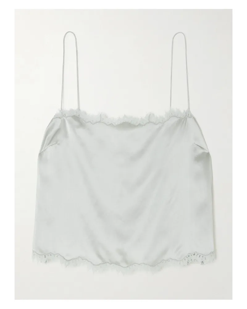 DÔEN Loure Lace-trimmed Silk-satin Top - Gray Gray