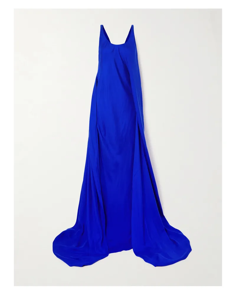 Ann Demeulemeester Ima-x Asymmetrisches Maxikleid Aus Vorgewaschener Seide Mit Wickeleffekt - Blau Blau