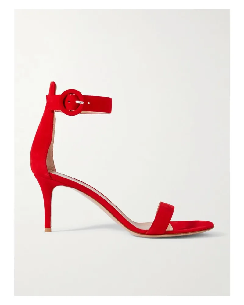 Gianvito Rossi Portofino 70 Sandalen Aus Veloursleder - Rot Rot