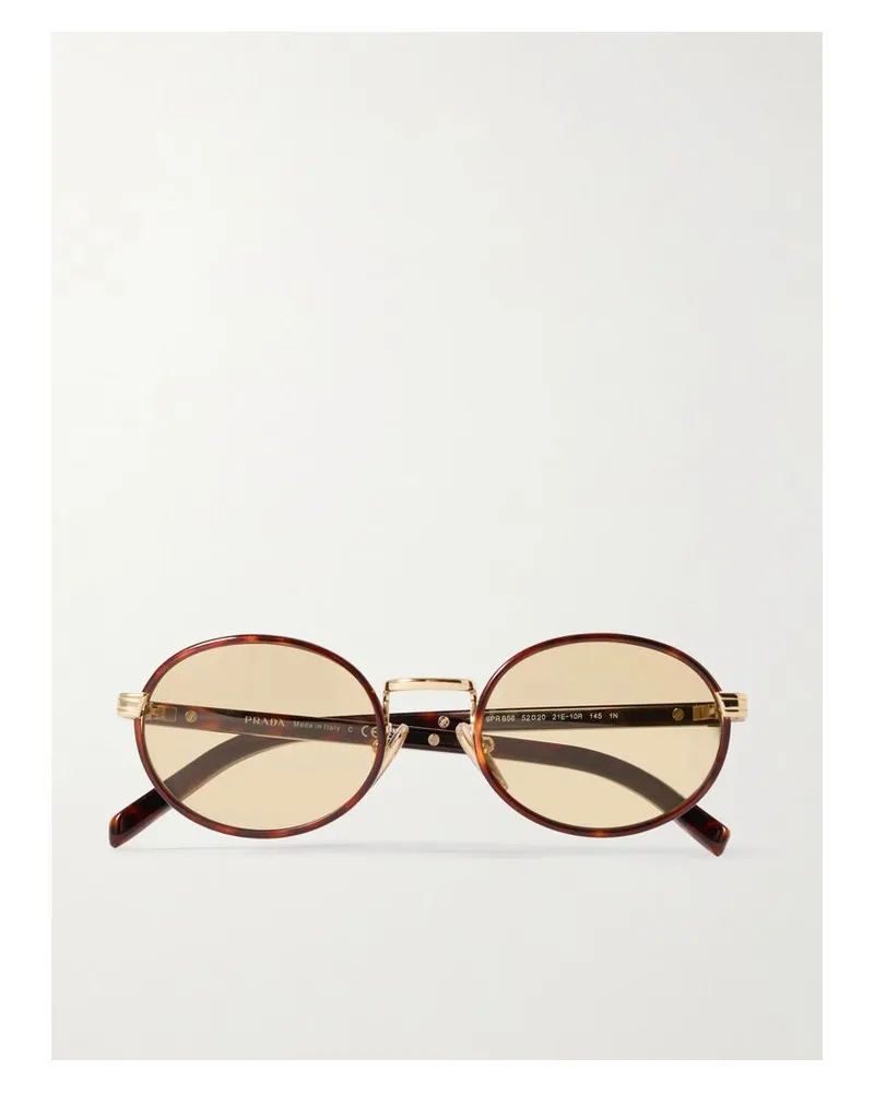 Prada Sonnenbrille Mit Ovalem Rahmen Aus Azetat In Hornoptik Mit Goldfarbenen Details Horn