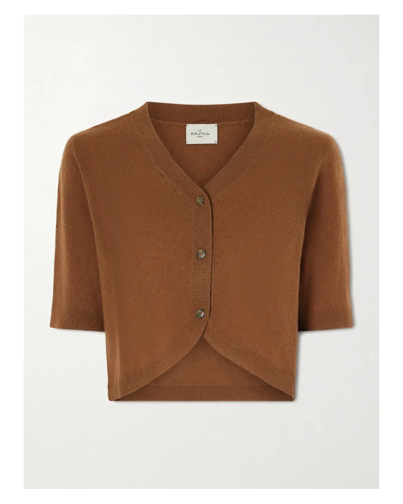 Le Kasha 1918 Fano Cropped Cashmere Cardigan - Brown Brown