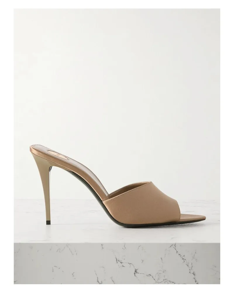 Saint Laurent Romy Mules Aus Satin - Neutral Neutral