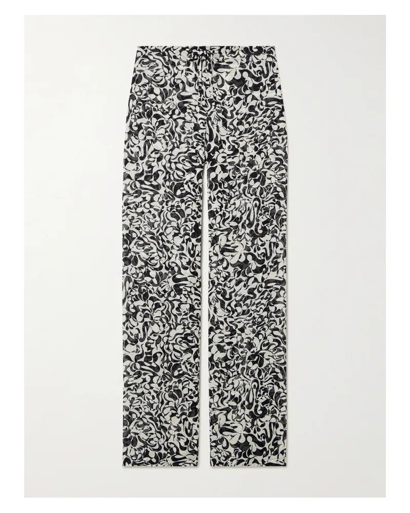 Dries van Noten Printed Chiffon Straight-leg Pants - Black Black