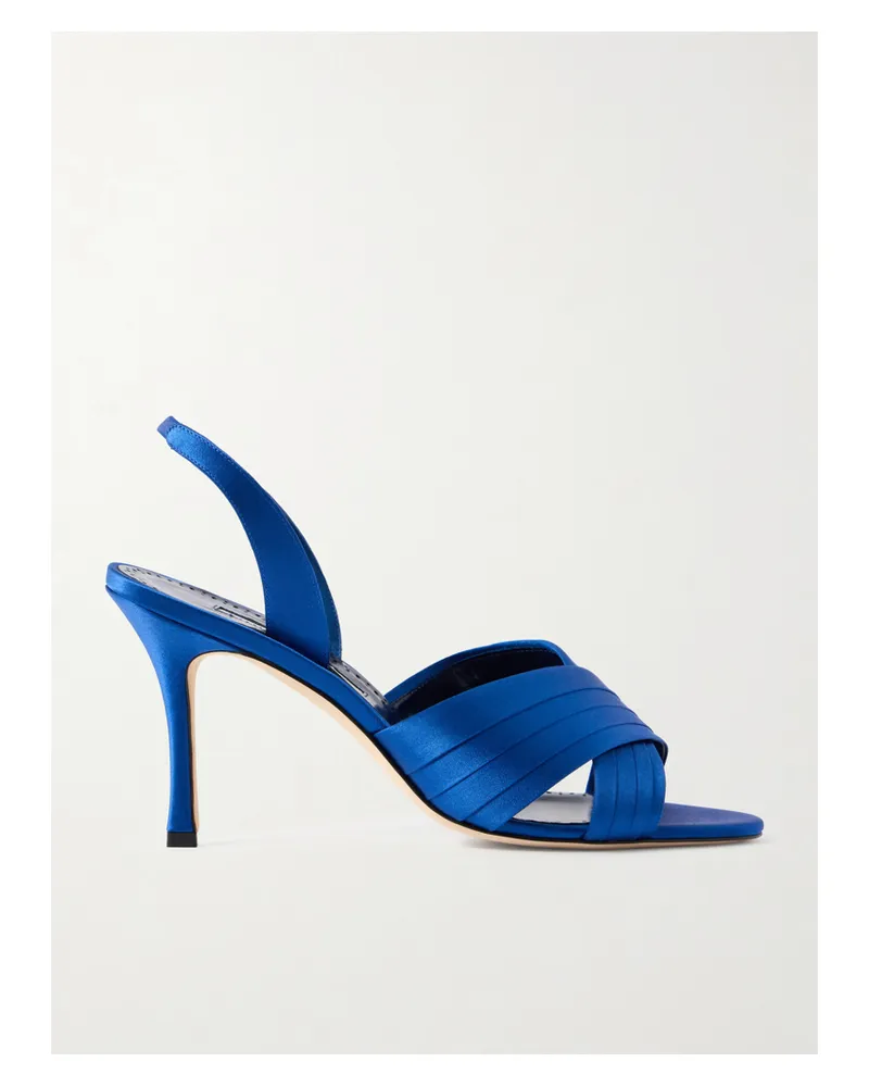 Manolo Blahnik Viera 90 Slingback-sandalen Aus Satin - Blau Blau