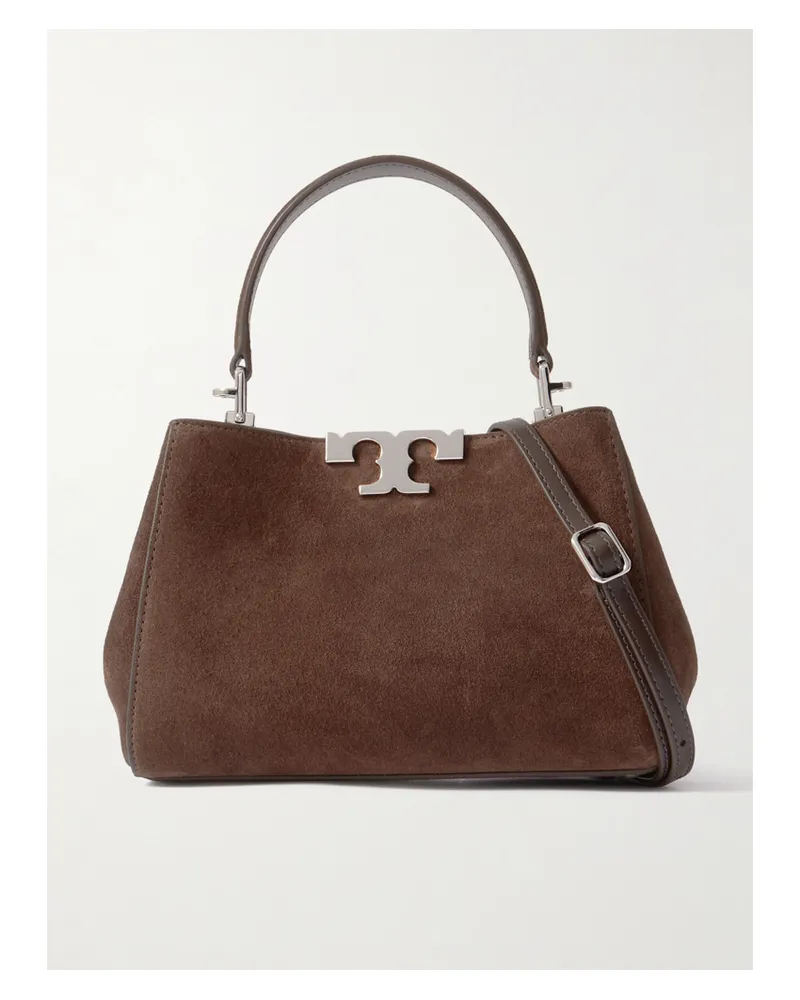 Tory Burch Eleanor Mini Leather-trimmed Suede Shoulder Bag - Brown Brown