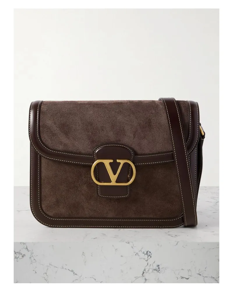 Valentino Garavani 9to5 Schultertasche Aus Veloursleder Und Leder - Braun Braun