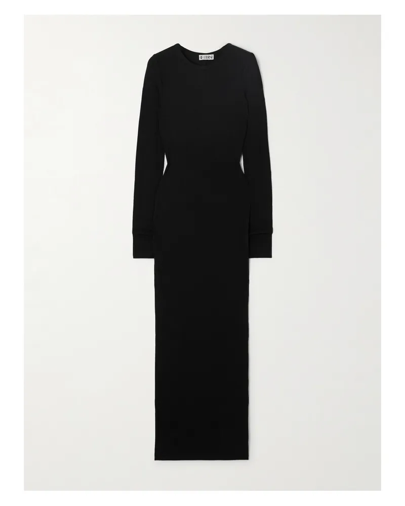 ÉTERNE Maxikleid Aus Geripptem Stretch-jersey - Schwarz Schwarz