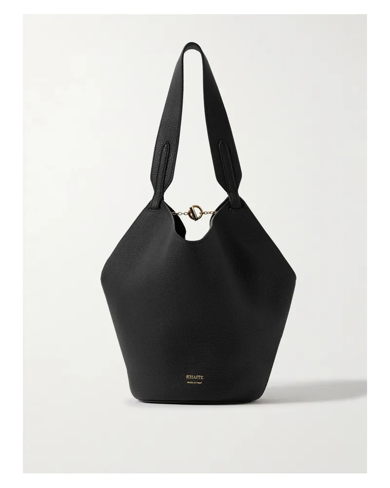 KHAITE Lotus Mini Textured-leather Tote - Black Black