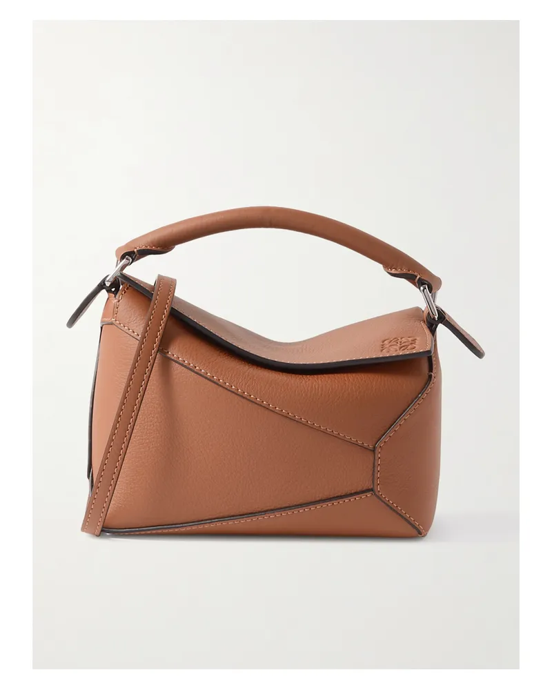 Loewe Puzzle Edge Mini Textured-leather Shoulder Bag - Brown Brown
