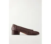 Tabi Ballerina Split-toe Leather Pumps - Brown