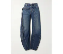 Hoch Sitzende Jeans Mit Weitem Bein Und Riemen - Blau