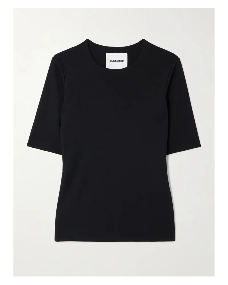 Jil Sander T-shirt aus Glänzendem Jersey Schwarz