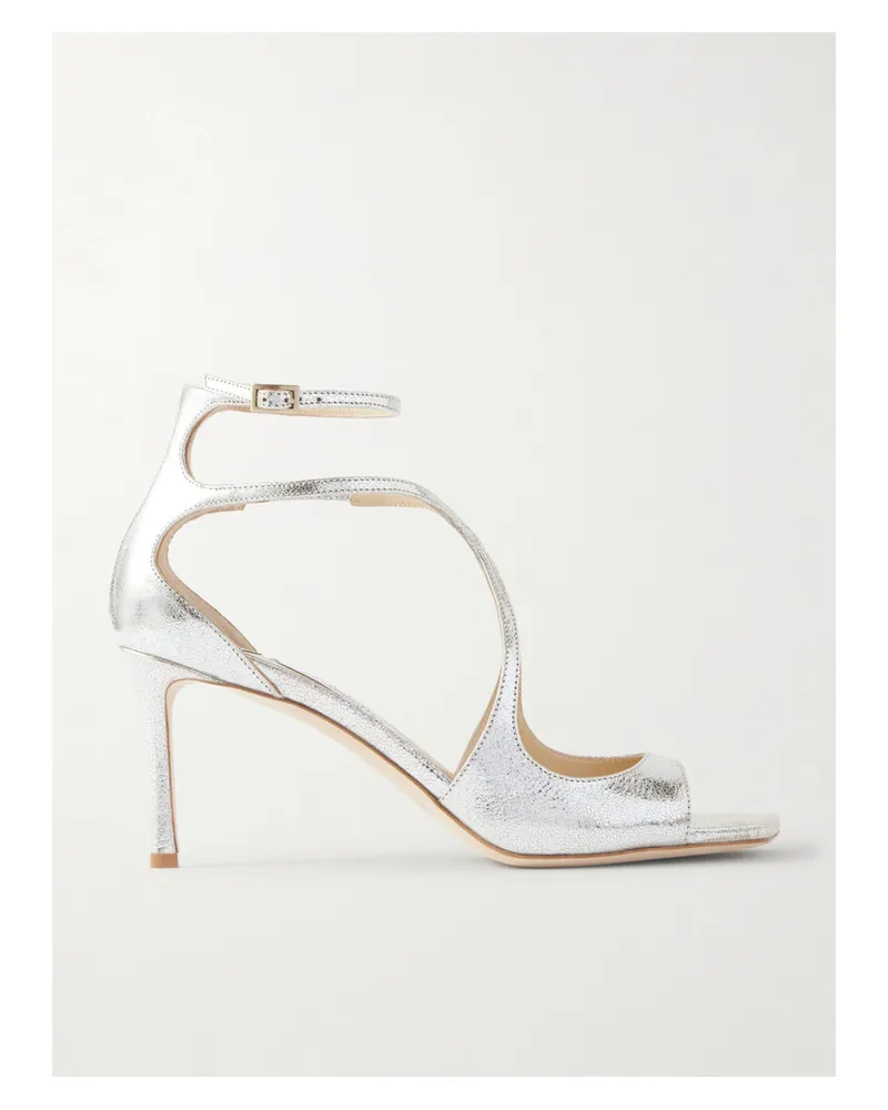 Jimmy Choo Azia 95 Sandalen Aus Strukturiertem Metallic-leder - Gold Gold