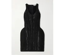 Padded Mesh Mini Dress - Black