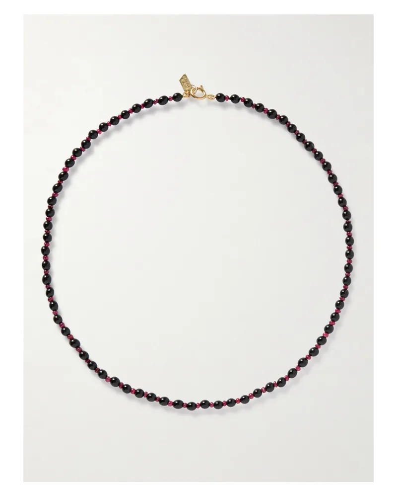 Loren Stewart Seraphina 14-karat Gold, Agate And Ruby Necklace - Black Black