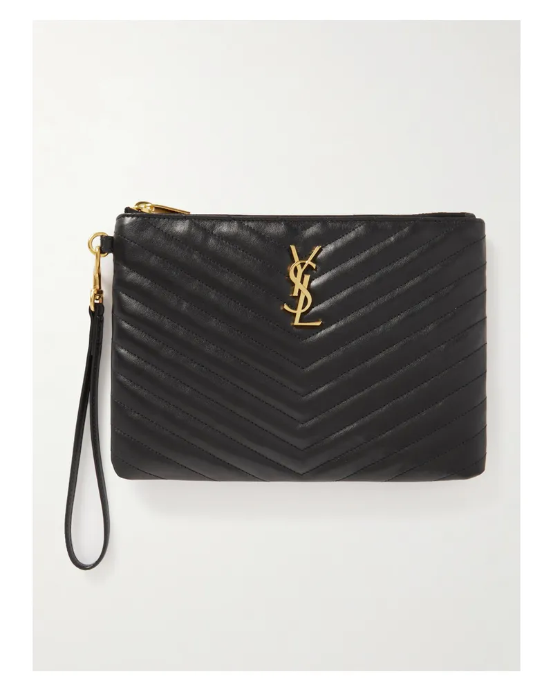 Saint Laurent Cassandre Matelassé Leather Pouch - Black Black
