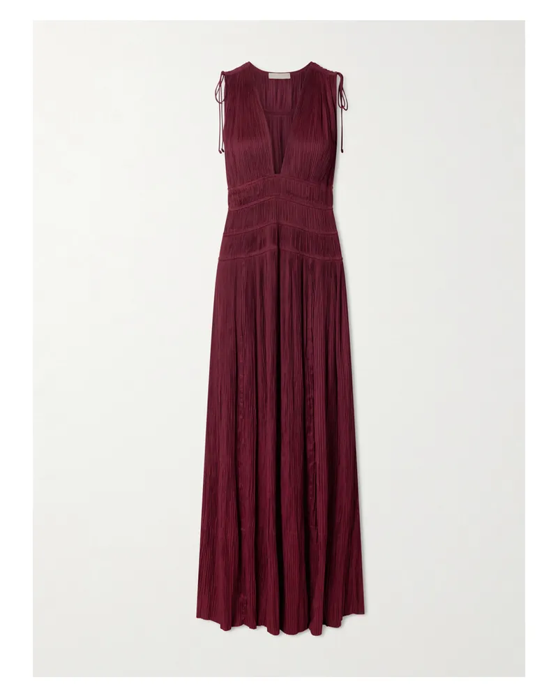 Ulla Johnson Tasneem Robe Aus Plissiertem Satin - Burgunder Burgunder