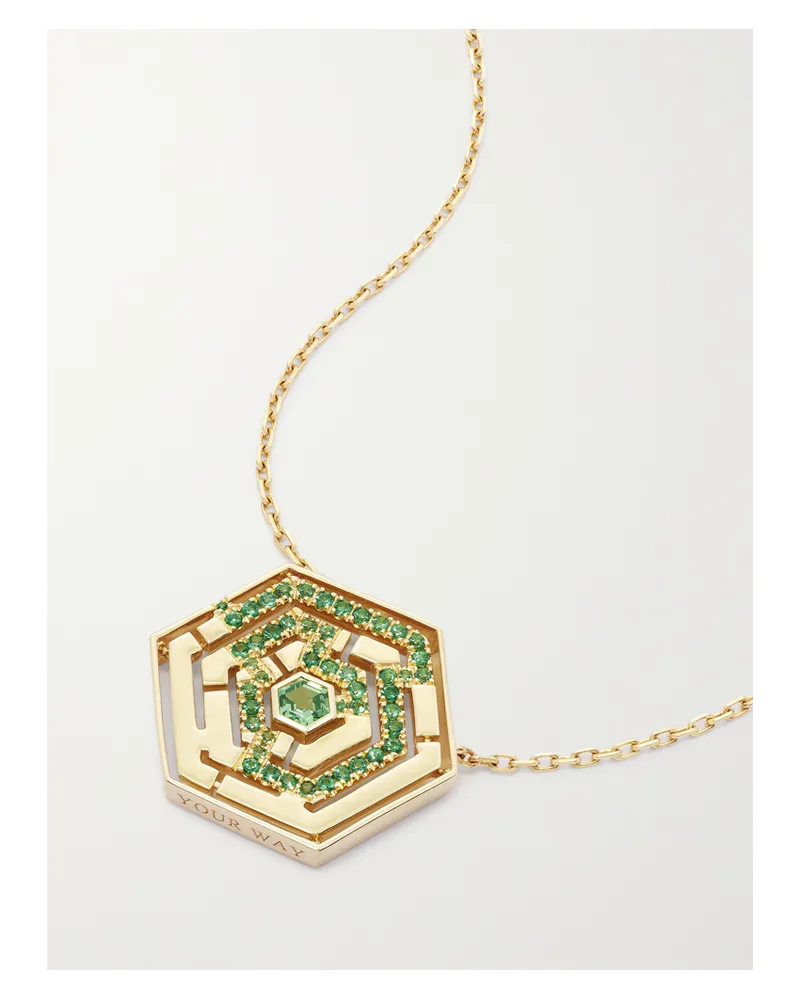 Robinson Pelham Labyrinth Hexagonal Kette Aus 18 Karat Gold Mit Tsavoriten - Grün Grün