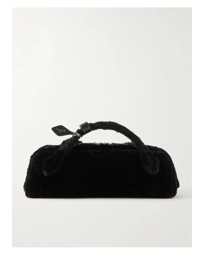 Alaïa Le Teckel Clutch Aus Shearling Mit Lederbesätzen - Schwarz Schwarz