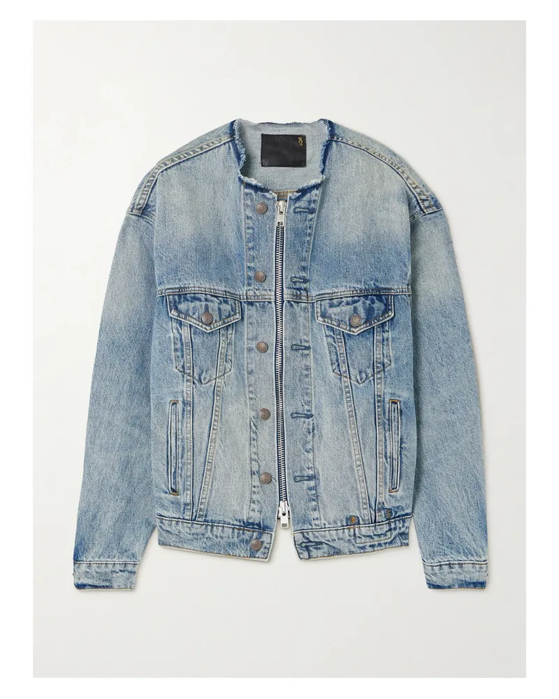 R13 Jeansjacke In Distressed-optik Blau