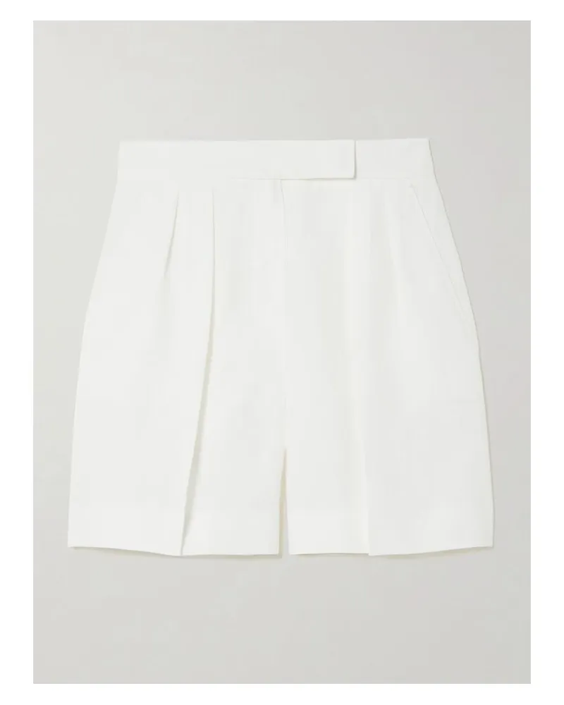 Max Mara Dindy Shorts Mit Geradem Bein Aus Leinen Mit Bundfalten - Weiß Weiß