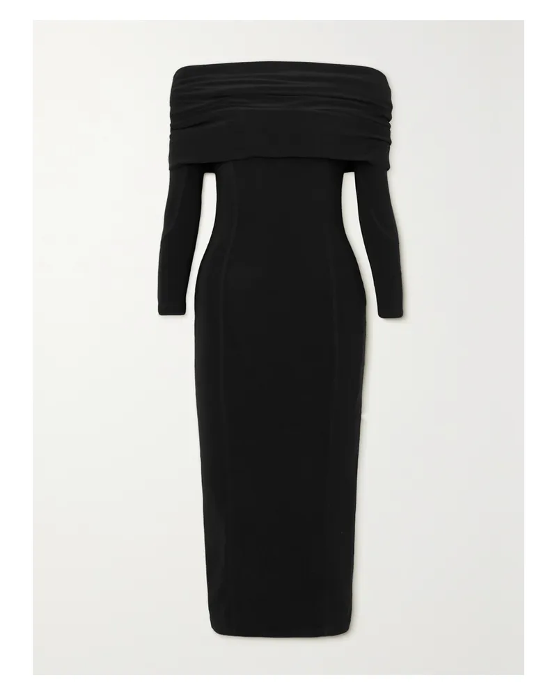 AZ FACTORY Lutz Huelle Fatna Schulterfreies Midikleid Aus Stretch-jersey - Schwarz Schwarz