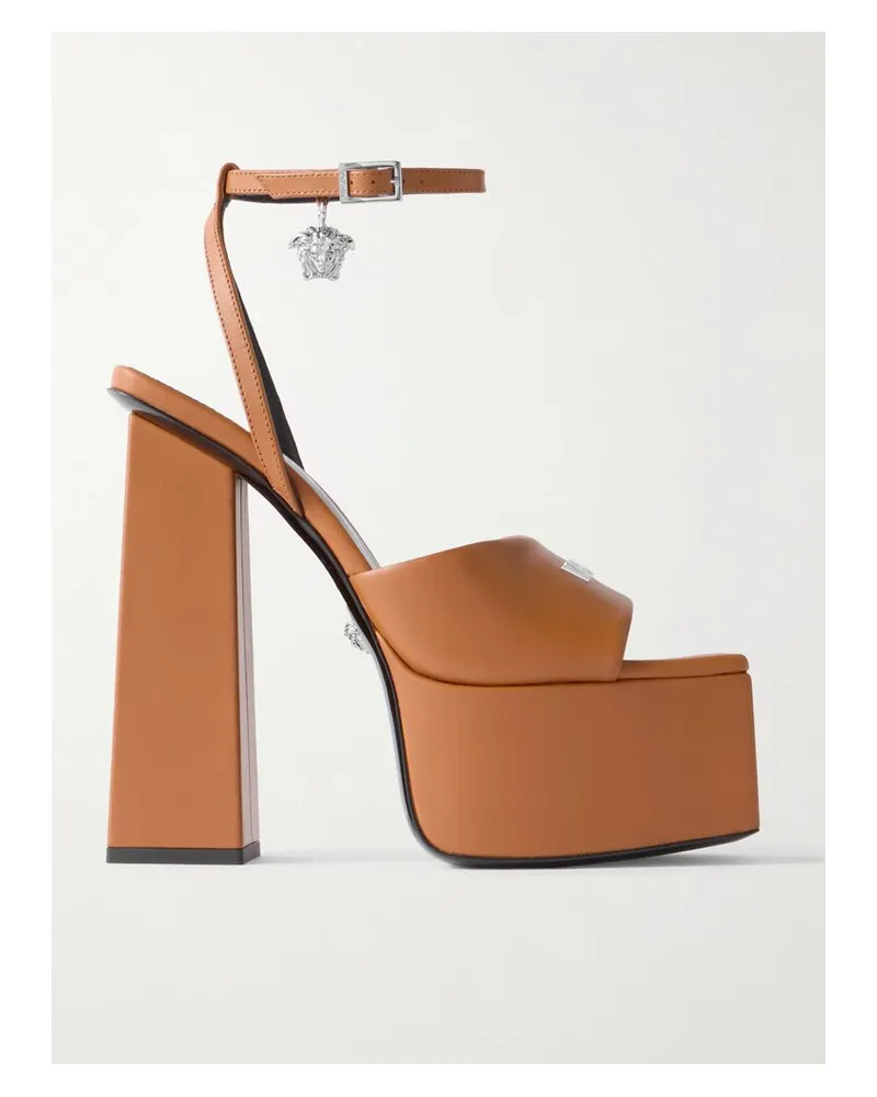 Versace Plateausandalen Aus Leder Mit Verzierungen - Braun Braun