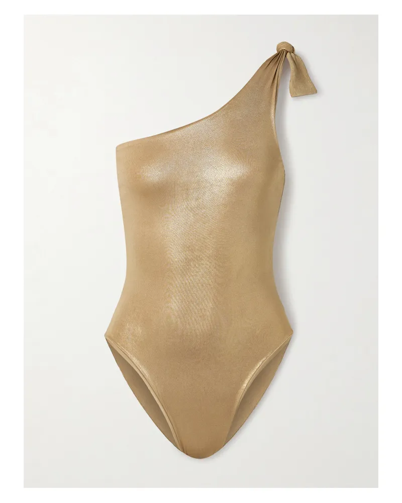 Sara Cristina Nerea Asymmetrischer Badeanzug In Metallic-optik - Gold Gold