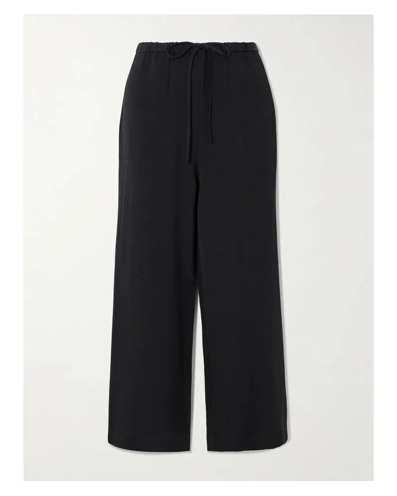 Totême Hose Mit Weitem Bein Aus Gestreiftem Jacquard - Schwarz Schwarz