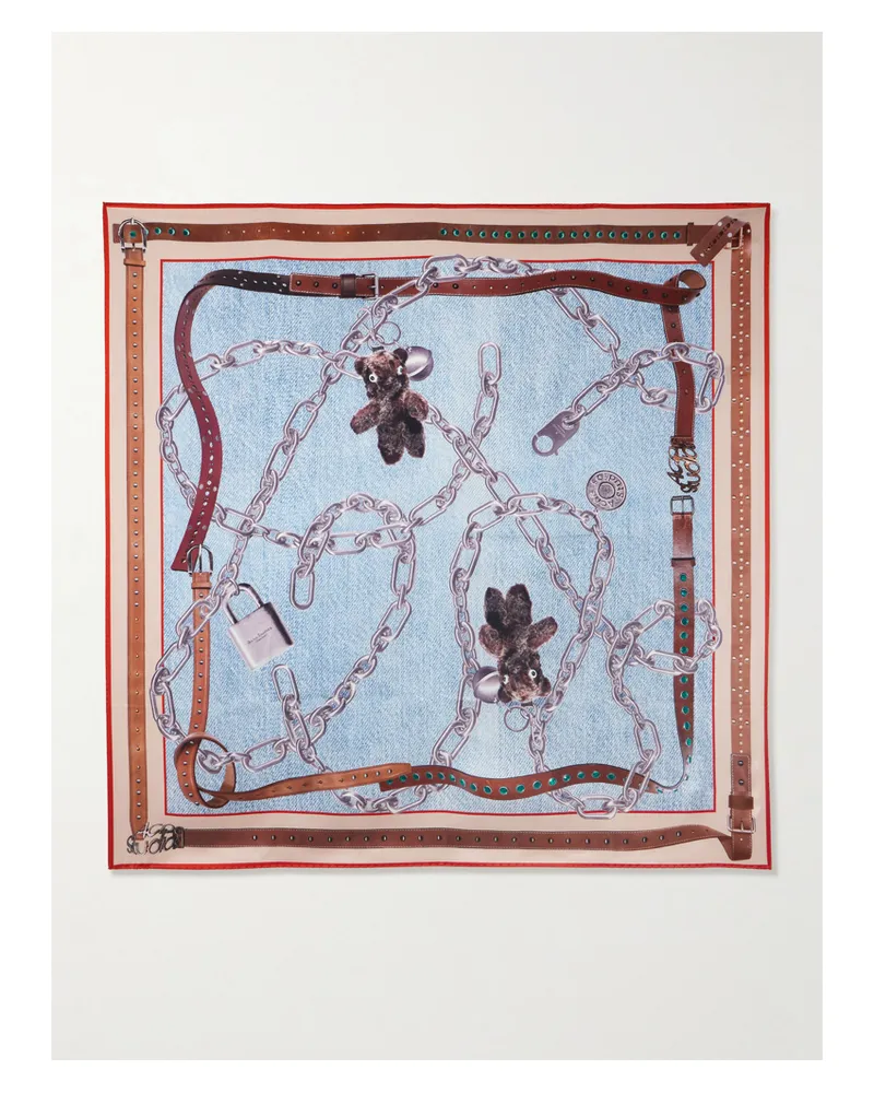 Acne Studios Printed Silk-satin Scarf - Blue Blue