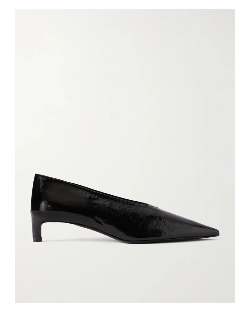 Jil Sander Pumps Aus Lackleder In Knitteroptik - Schwarz Schwarz