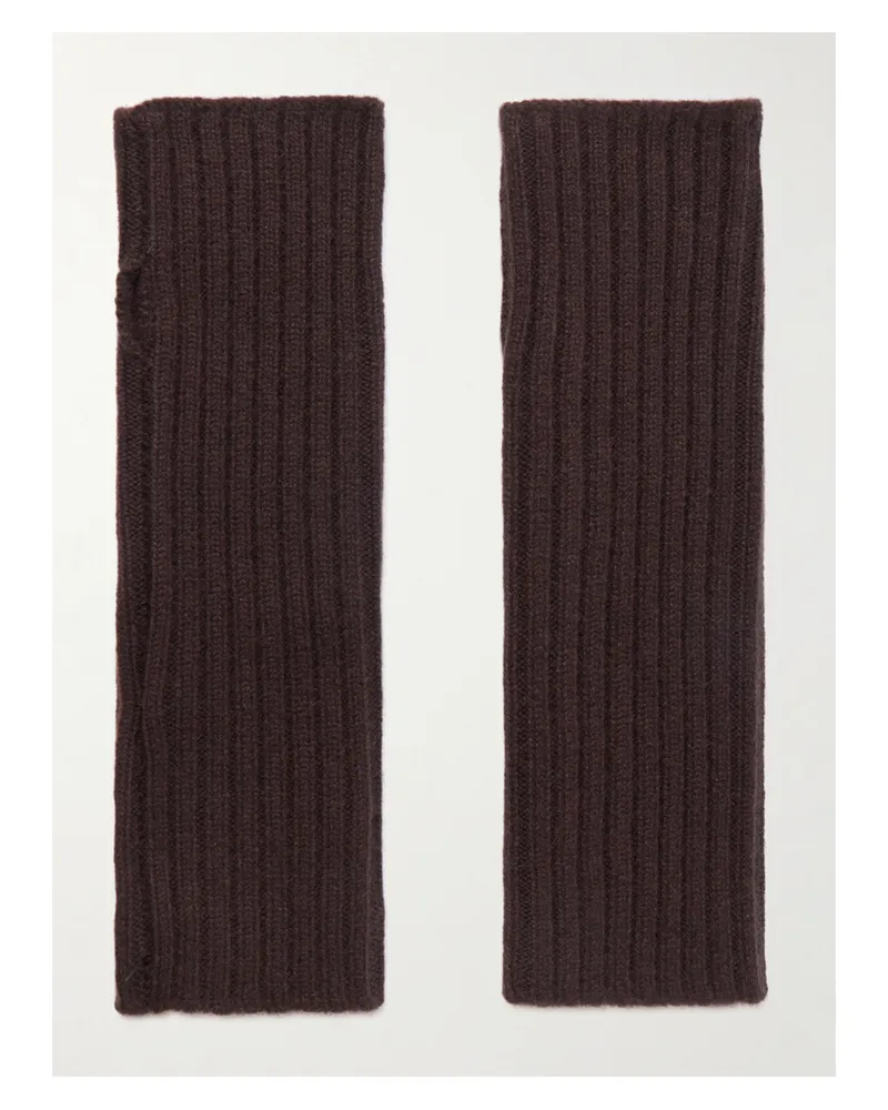Yves Salomon Fingerlose Handschuhe Aus Geripptem Kaschmir - Braun Braun