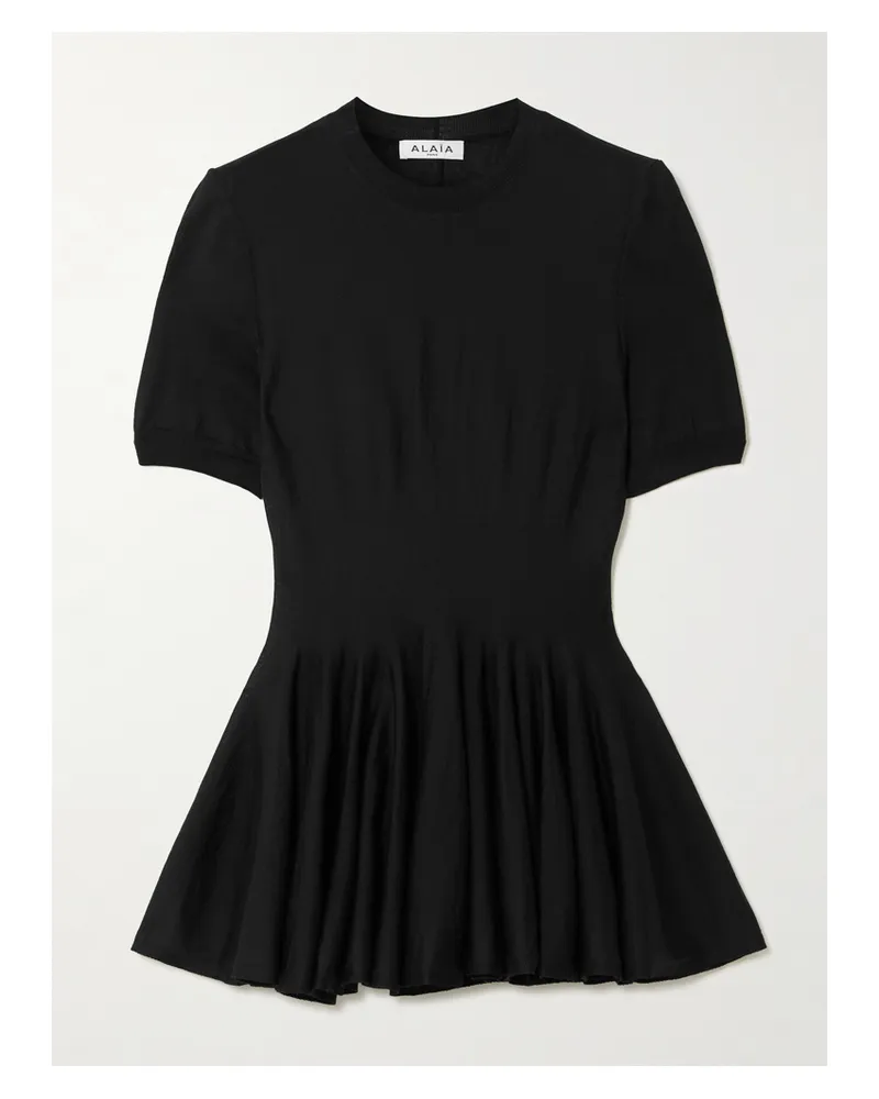 Alaïa Wool Peplum Top - Black Black