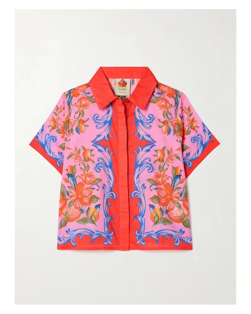 FARM Rio Sicily Hemd Aus Bedrucktem Baumwoll-voile - Orange Orange