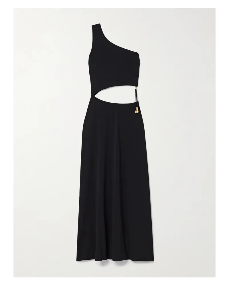 Eres Legende Asymmetrisches Maxikleid Aus Stretch-jersey Mit Cut-out Und Verzierungen - Schwarz Schwarz
