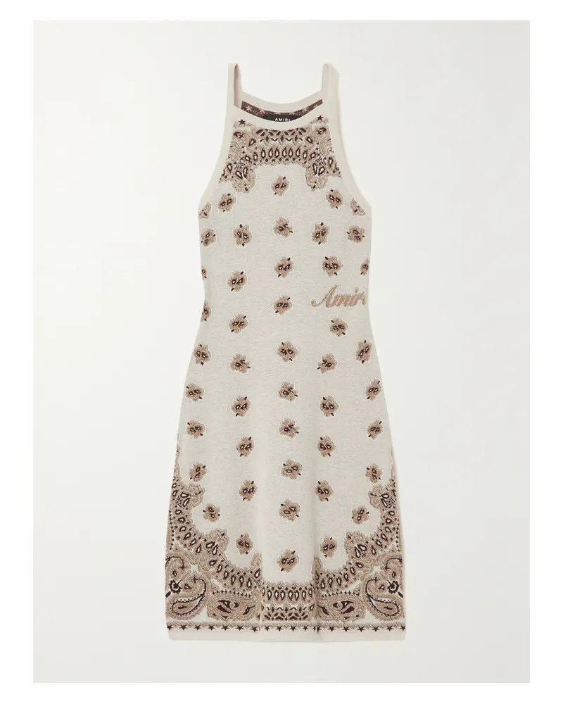 Amiri Neckholder-minikleid Aus Baumwoll-jacquard - Weiß Weiß