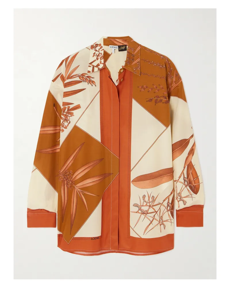 Loewe Paula's Ibiza Hemd Aus Einer Bedruckten Baumwoll-seidenmischung - Orange Orange