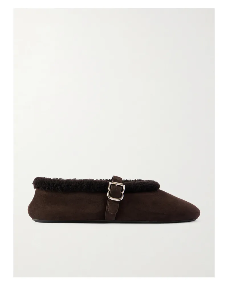Alaïa Ballerinas Aus Shearling Mit Schnalle - Braun Braun