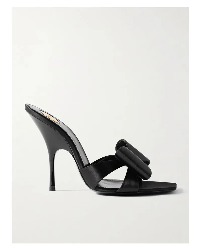 Saint Laurent Tuxedo Mules Aus Satin Mit Schleife - Schwarz Schwarz