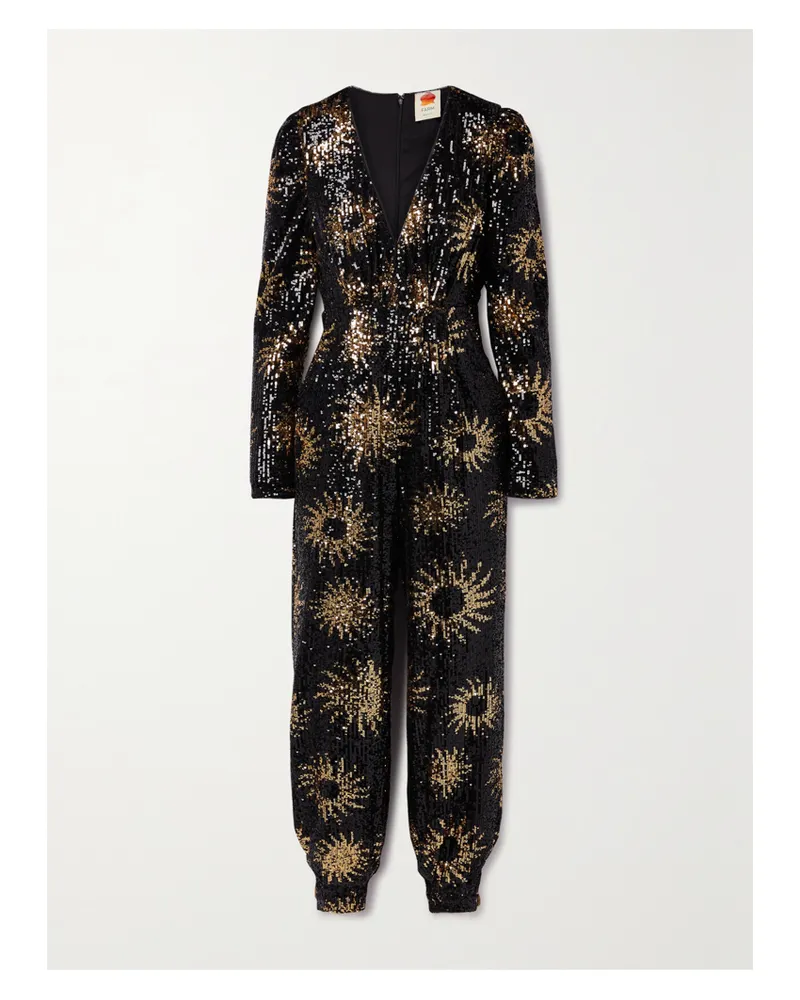 FARM Rio Sunny Mood Jumpsuit Aus Tüll Mit Pailletten - Schwarz Schwarz