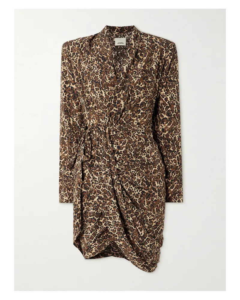 Isabel Marant Cleora Asymmetrisches Kleid Aus Stretch-seide Mit Leopardenprint Und Bindegürtel - Animal-Print Animal-print